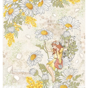 Ciao Bella Enchanted Land A4 Rice Paper Decoupage Rice Paper Fairy Rice Paper Rice Paper A4 Rice Paper Enchanted Land Collection Daisies in Spring