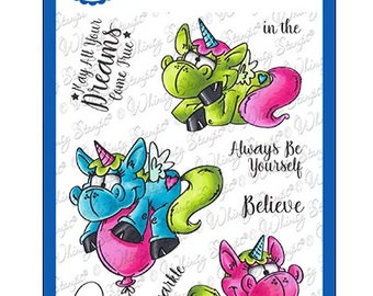 Whimsy Stamps Unicorn Magic Clear Cling Stamp - Unicorn Cling Stamp - Clear Cling Stamp - Photopolymer Stamp - Unicorn Magic Stamp - 20-083