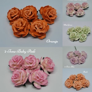 Promlee Flowers 30mm Wild Roses 2 5pk Single Color - Paper Flowers - Flower Embellishments - Mulberry Paper Flowers - Wild Roses