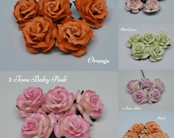 Promlee Flowers 30mm Wild Roses 2 5pk Single Color - Paper Flowers - Flower Embellishments - Mulberry Paper Flowers - Wild Roses