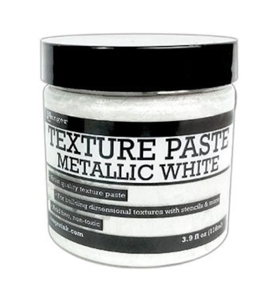 Prima Marketing Metallic White Texture Paste - Texture Paste - Dimensional Texture Paste - Ranger Texture Paste - Metallic Paste - 17-487