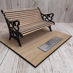 Wooden Remembrance Memorial Bench Seat, Personalised Plaque, Scale Version, In Loving Memory Of A Lost Loved One, Keepsake, Condolence Gift.