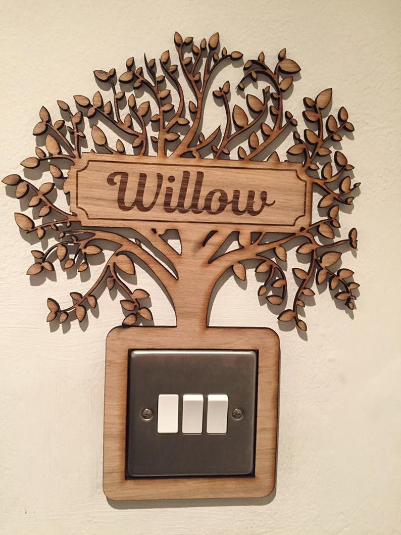 Personalised Wooden Tree Light Switch Surround Child's Etsy UK