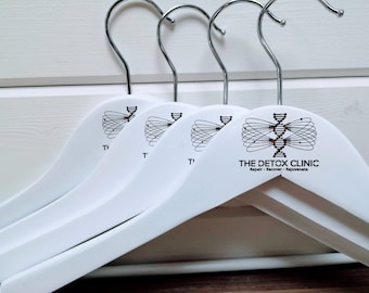 Engraved Wooden / White Clothes Hangers - Wedding Party; Bride, Bridesmaid, Names, Clothing Store; New Business, Personalised Shop, Logos.