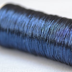 May include: A spool of dark blue metallic thread.