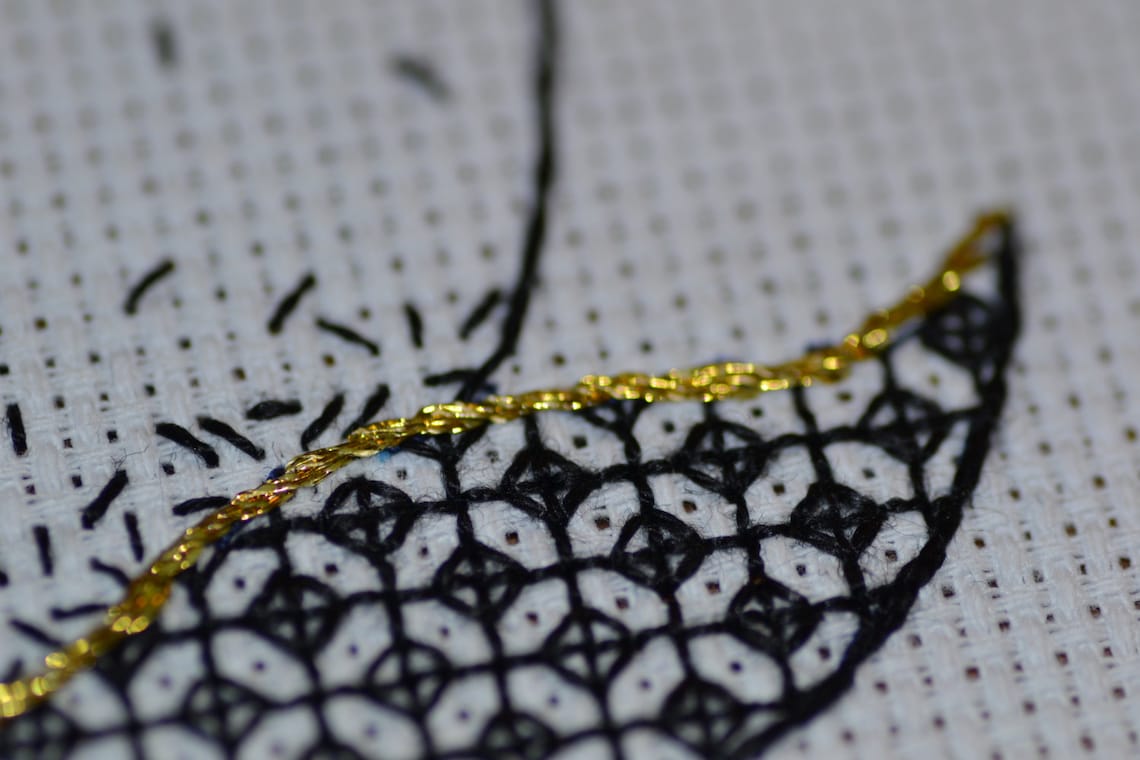 Blackwork Tulip Embroidery Kit Etsy