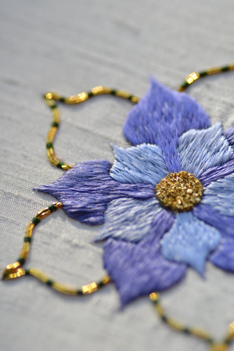 Silk  gold rose embroidery kit  etsy