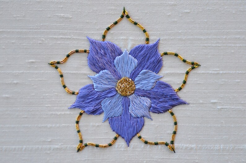 Silk  gold rose embroidery kit  etsy