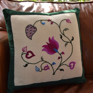 Kit: Tendrils Crewelwork Summer Cushion - Hand Embroidery