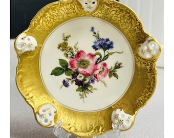 Fuente para servir Rosenthal Moliere vintage de Alemania con detalles florales dorados, 15 cm (6 pulgadas)