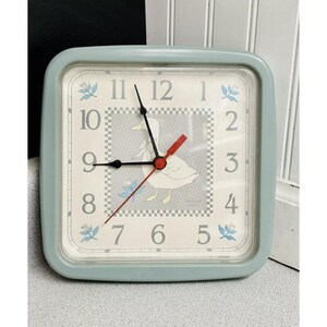Vintage Sunbeam Quartz Duck Swann vägghängande batteriklocka Works turkosblå