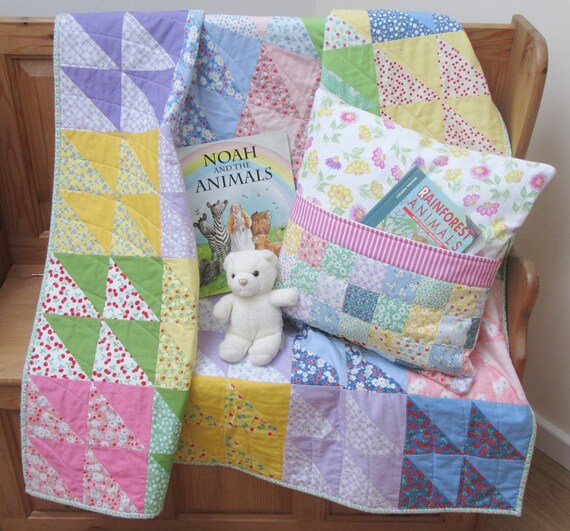 Patchwork Book Pillow And Quilt Set Make A Great Place To Etsy