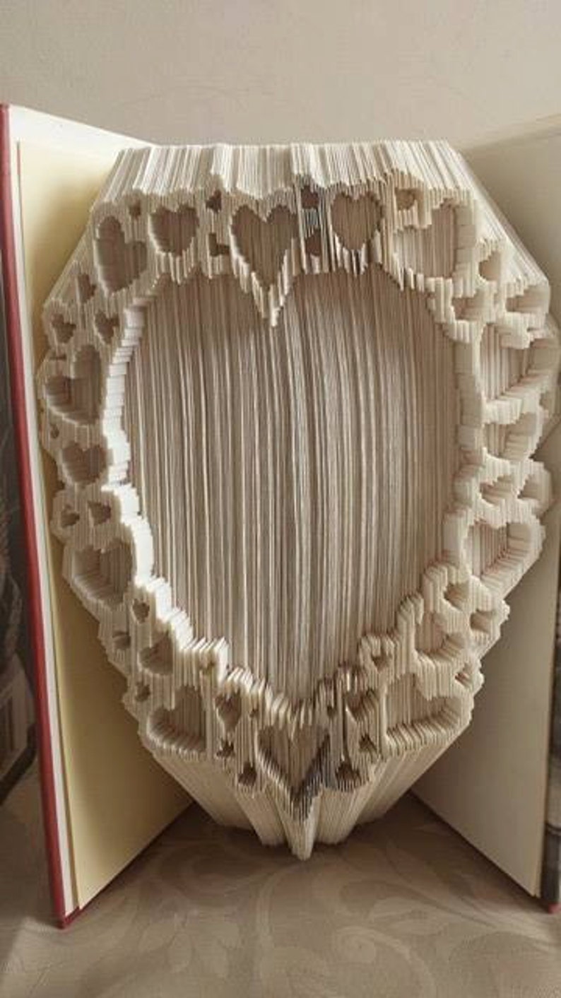 Heart full of hearts book fold book folding design Etsy