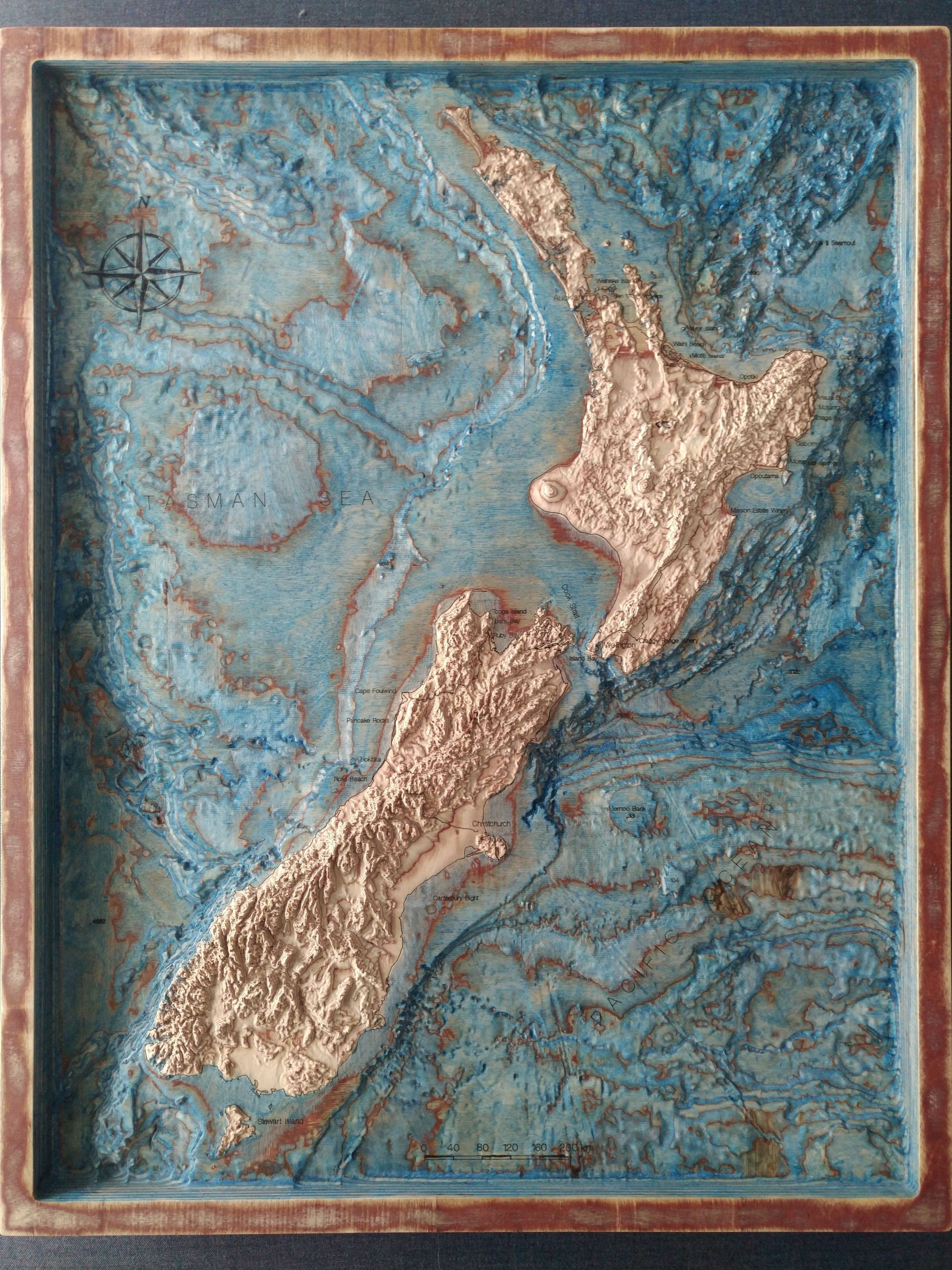 New Zealand 3D Map cut in wood 30 x 15 Etsy