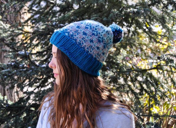 Fair Isle Knit Beanie With Pompom, Color Work Hat, Knit  display picture 2