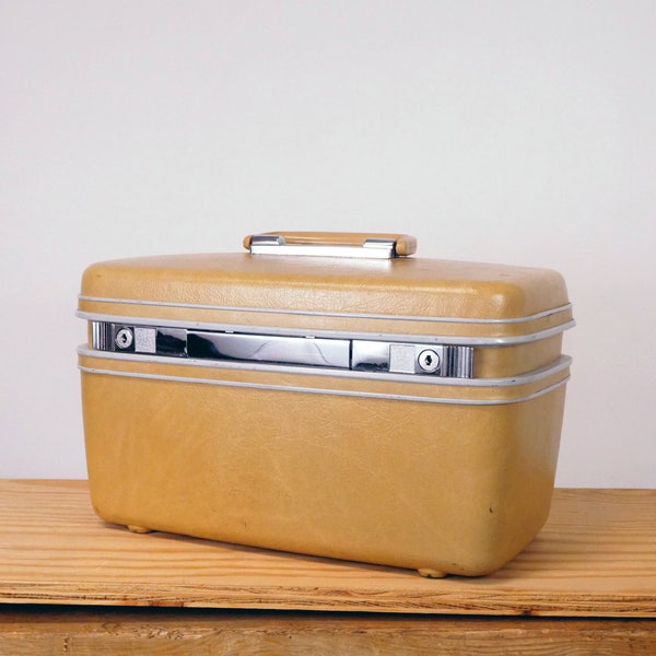 Samsonite Contour Hardcase Luggage Soft Golden Yellow Vintage Train Case Cosmetic Case