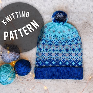 Pattern // Fair Isle Knit Beanie with Pompom // Digital Download
