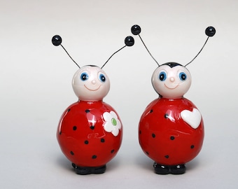 Ceramic wedding cake topper - Ceramic ladybugs - cute wedding cake topper- wedding gift