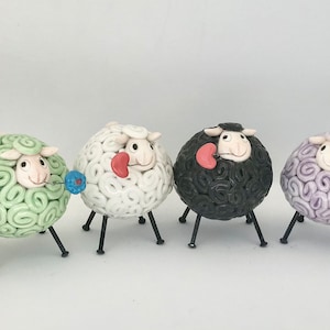 ONE  ceramic sheep- Handmade colored ceramic sheep-Made to order