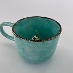 Ceramic mug-frog  ceramic mug- happy frog mug-hand made mug- animal in mug- frog in mug