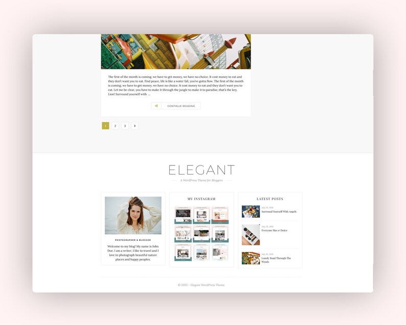 Elegantes WordPress Theme Sauberes und Minimales WordPress Theme für Blogger Feminines WordPress Blog Theme Bild 3