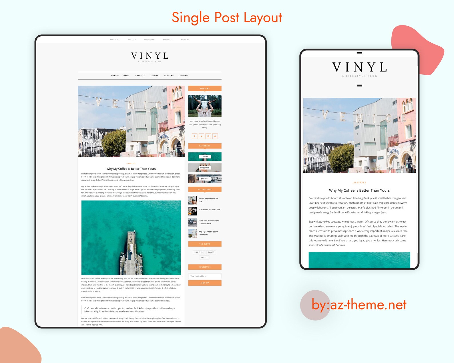 Vinyl Wordpress Theme Personal Wordpress Blog Theme Fast and Easy to