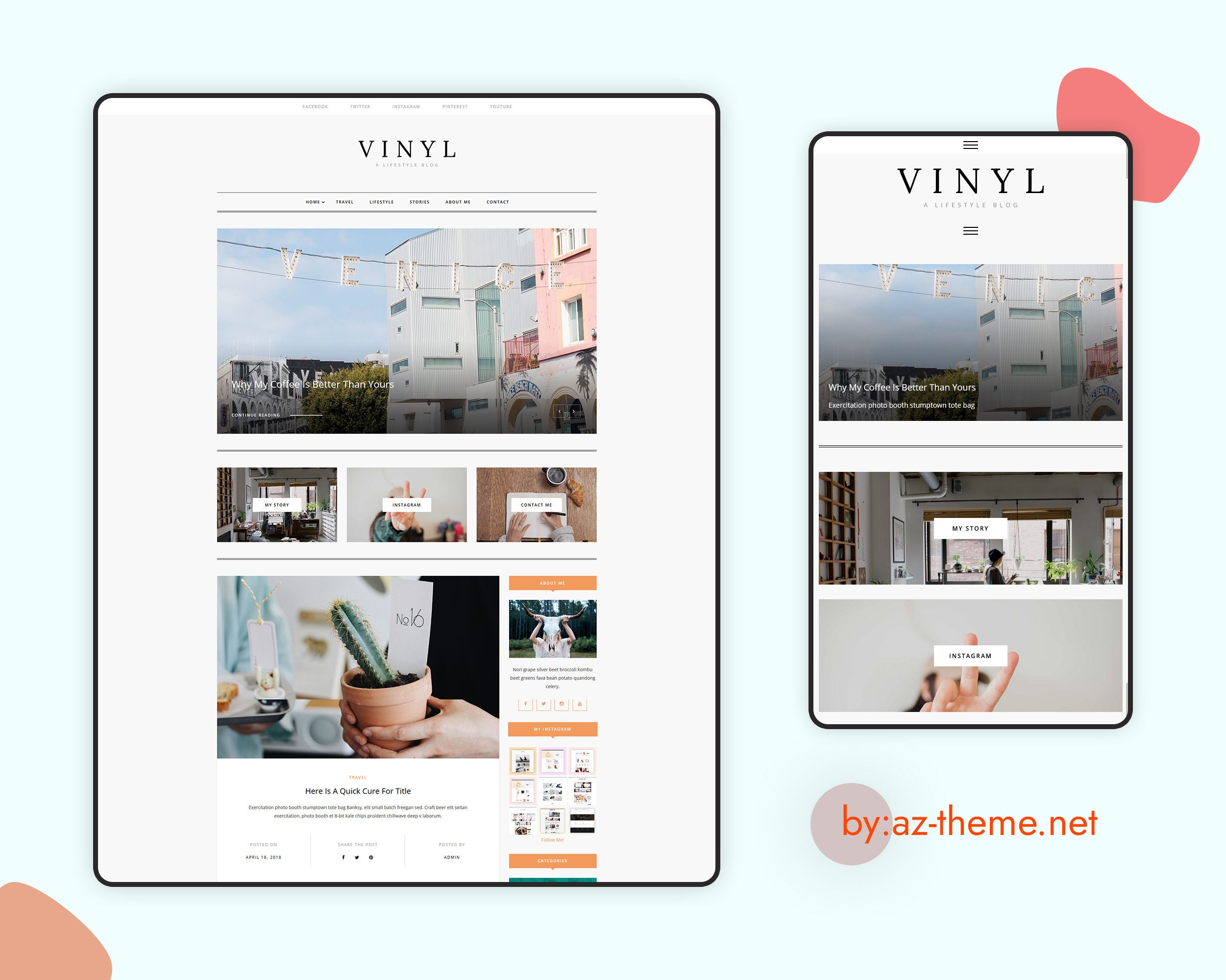 Vinyl Wordpress Theme Personal Wordpress Blog Theme Fast and Easy to