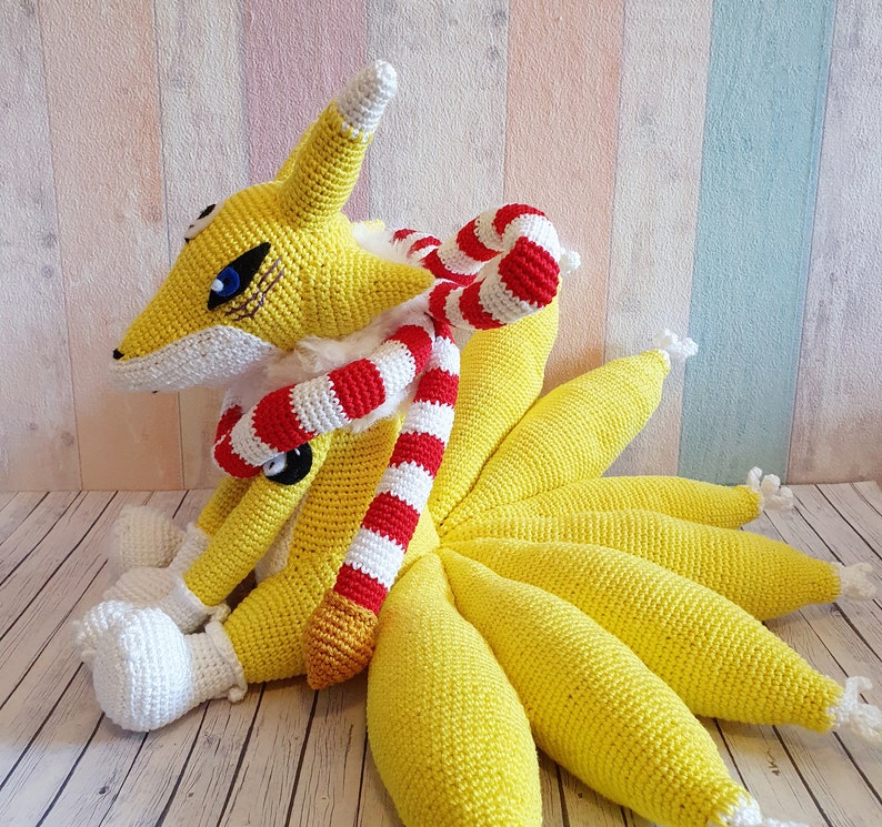 Digimon Amigurumi Kyubimon Crochet Digimon Plush Home Decor Giftidea - Etsy