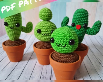 Crochet Pattern Amigurumi Crochet Pattern Cactus 2 Styles stuffed Toy (German and English)