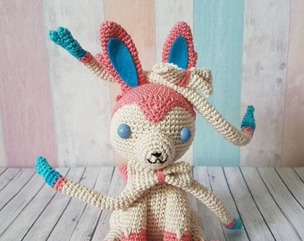 Sylveon Amigurumi – Handmade Crochet Plush | Cute Pokémon Gift for Gamers & Collectors