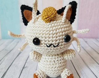 Pokemon Amigurumi Meowth Meowth gehaakte pop gehaakte decoratie