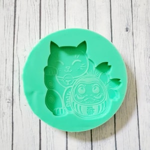 Hars Silicon Mold Zwaaiende Kat Kersenbloesem Maneki Neko Siliconen Mold Ice Cube Mold Resinmold