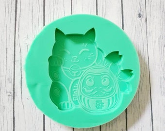 Resin Silicon Mold Waving Cat Cherry Blossoms Maneki Neko Silicone Mold Ice Cube Mold Resinmold