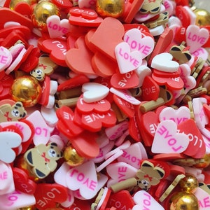 Resin Shaker Streusel Inlay Fimo Slices Sprinkle Valentinstag Herzen Liebe Hearts Love gold red 5g / 10g