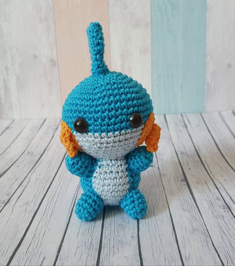 Pokemon Amigurumi Hydropi Mudkip crochet doll handmade deco collect fanart fanmade image 1