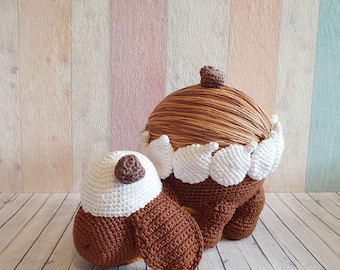Pokemon Amigurumi Schlapfel, Appletun Plush, custom Appletun Mont Blanc cake, crochet doll, home decor, anime collectables