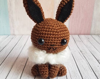 Crochet Eevee Amigurumi, Handmade Pokemon Plush Toy, Cute Small Stuffed Animal, Eevee Gift, Kawaii Crochet Decoration, Cute Gift Idea