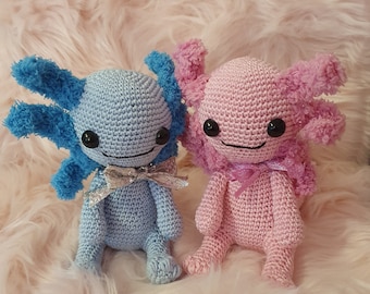 Amigurumi Axolotl crochet stuffed toy pastel home decor ideas unique gift idea cute crochet plush
