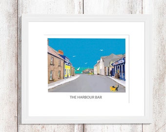 Irish Pub Scene "The Harbour Bar " Rush Co Dublin Ireland Limited edition Print for your wall size A4 or A3