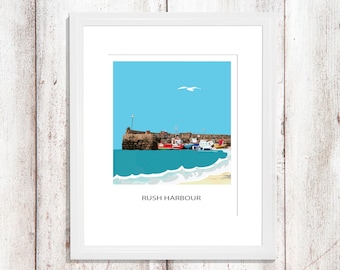 Rush Harbour Co Dublin Ireland Limited edition Print for your wall size A4 or A3