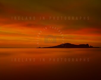 Ireland&#39;s eye Howth. Howth Dublin at sunrise. Wall Art. Wall Decor . Beach House art.