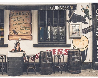 Zdjęcie Dublin Pub Ireland, Old Blarney Inn w Nassau Street Dublin z zabawnymi muralami. Zdjęcie Dublin Ireland