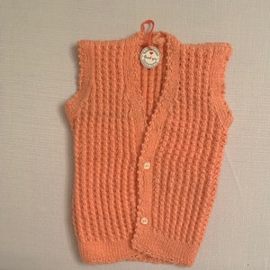 Handmade Knitted Beautiful Salmon Color Vest for 12-18 Months Babies
