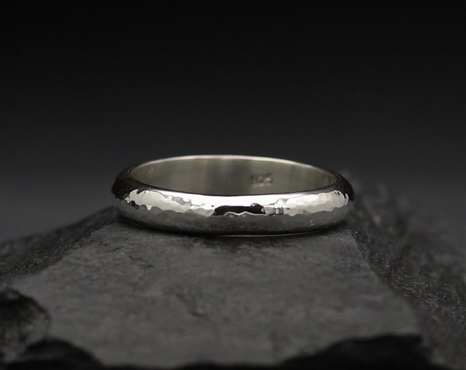 Thick Hammered Texture Band Ring