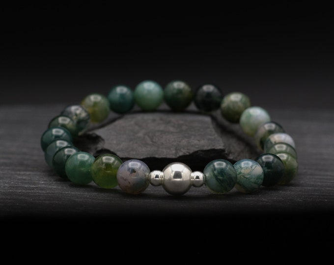 Moss Agate Beaded Bracelet