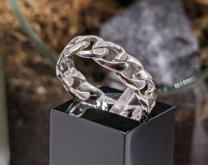 Sterling Silver Wide Chain Ring