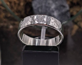 Large Rectangle Hammer Textured Ring