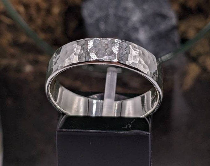 Large Rectangle Hammer Textured Ring