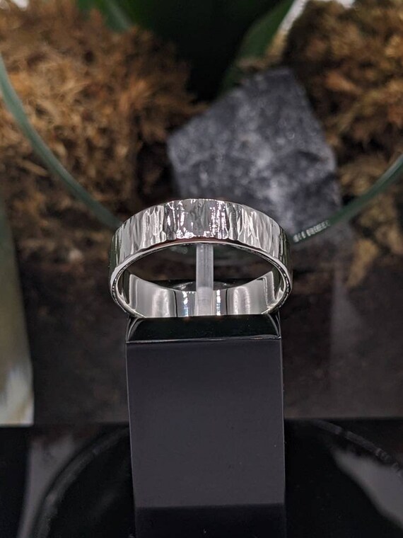 Bark Texture Sterling Silver Band Ring: Hammered Finish - Etsy