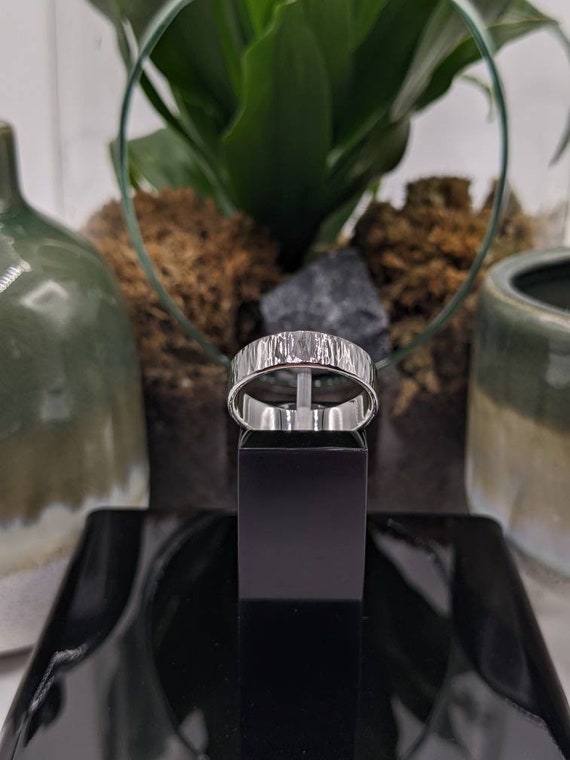 Bark Texture Sterling Silver Band Ring: Hammered Finish - Etsy